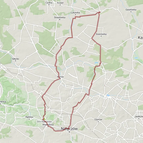 Miniatura mapy "Trasa przez Górę Rogalowską" - trasy rowerowej w Lubelskie, Poland. Wygenerowane przez planer tras rowerowych Tarmacs.app