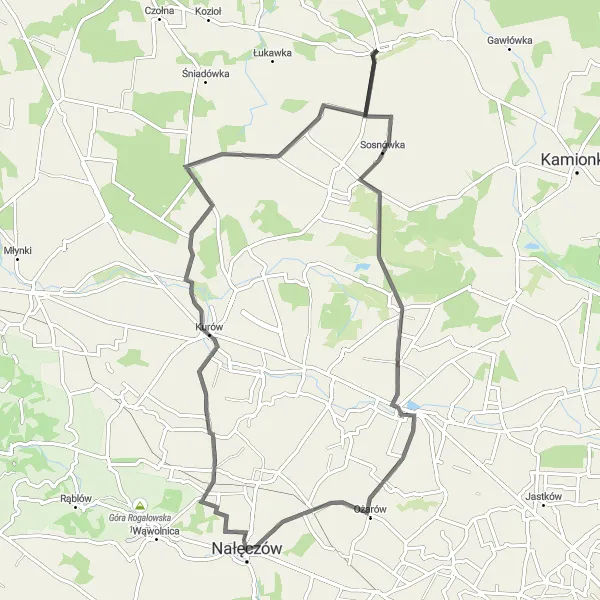 Miniatura mapy "Trasa przez Garbów" - trasy rowerowej w Lubelskie, Poland. Wygenerowane przez planer tras rowerowych Tarmacs.app