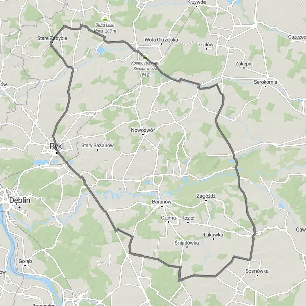 Miniatura mapy "Wyprawa przez Żyrzyn" - trasy rowerowej w Lubelskie, Poland. Wygenerowane przez planer tras rowerowych Tarmacs.app