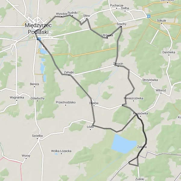 Miniatura mapy "Przejażdżka przez Wysokie i Żeliznę" - trasy rowerowej w Lubelskie, Poland. Wygenerowane przez planer tras rowerowych Tarmacs.app
