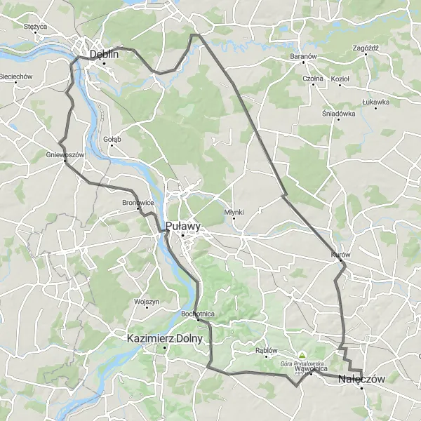 Map miniature of "Vintage Castles and Rural Beauty" cycling inspiration in Lubelskie, Poland. Generated by Tarmacs.app cycling route planner