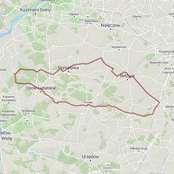 Miniatura mapy "Trasa szutrowa przez Borów-Kolonie i Pomorze" - trasy rowerowej w Lubelskie, Poland. Wygenerowane przez planer tras rowerowych Tarmacs.app