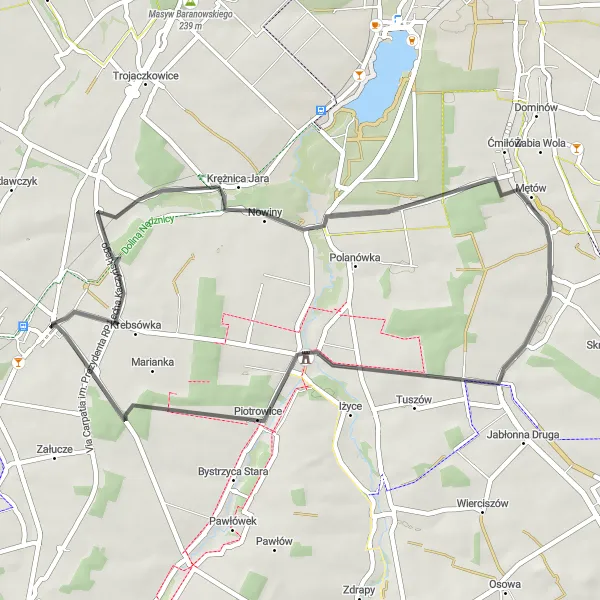 Map miniature of "Jabłonna-Majątek Loop" cycling inspiration in Lubelskie, Poland. Generated by Tarmacs.app cycling route planner