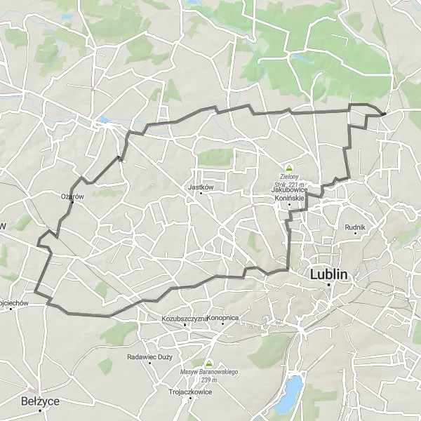 Miniatura mapy "Trasa Rowerowa do Bogucina" - trasy rowerowej w Lubelskie, Poland. Wygenerowane przez planer tras rowerowych Tarmacs.app