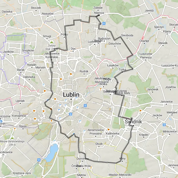 Miniatura mapy "Trasa wokół Niemców" - trasy rowerowej w Lubelskie, Poland. Wygenerowane przez planer tras rowerowych Tarmacs.app
