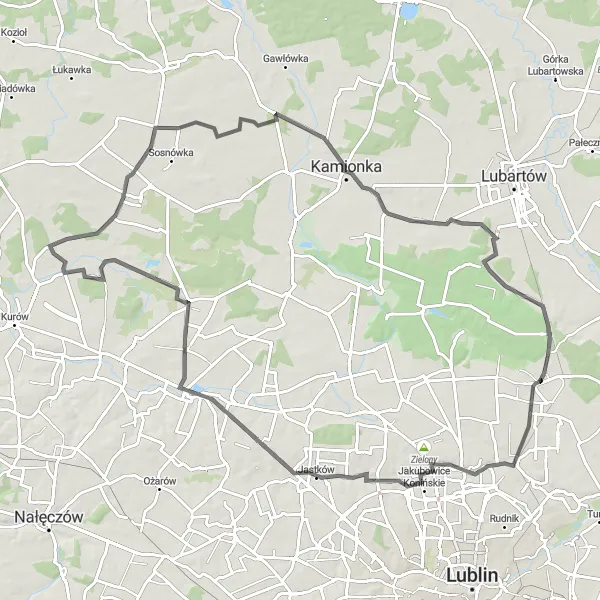 Miniatura mapy "Trasa Nadbużańska" - trasy rowerowej w Lubelskie, Poland. Wygenerowane przez planer tras rowerowych Tarmacs.app