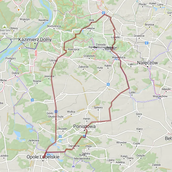 Miniatura mapy "Przygoda na trasach gravelowych w okolicy Opola Lubelskiego" - trasy rowerowej w Lubelskie, Poland. Wygenerowane przez planer tras rowerowych Tarmacs.app