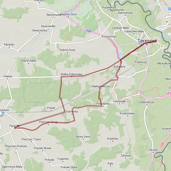 Miniatura mapy "Trasa przez Kobylany" - trasy rowerowej w Lubelskie, Poland. Wygenerowane przez planer tras rowerowych Tarmacs.app