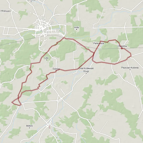 Miniatura mapy "Trasa Gravelowa do Ortelu Królewskiego Pierwszego" - trasy rowerowej w Lubelskie, Poland. Wygenerowane przez planer tras rowerowych Tarmacs.app