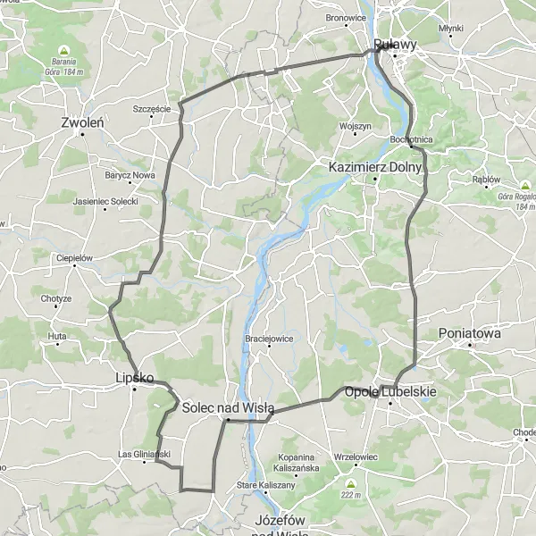 Miniatura mapy "Trasa rowerowa z Puław do Lipska" - trasy rowerowej w Lubelskie, Poland. Wygenerowane przez planer tras rowerowych Tarmacs.app