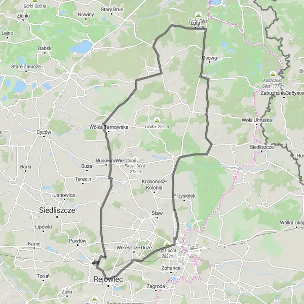 Map miniature of "Bezek Loop" cycling inspiration in Lubelskie, Poland. Generated by Tarmacs.app cycling route planner