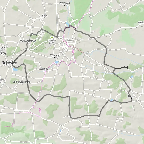Map miniature of "Picturesque Road to Wereszcze Duże" cycling inspiration in Lubelskie, Poland. Generated by Tarmacs.app cycling route planner