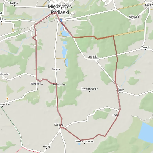 Miniatura mapy "Gravelowa przygoda przez okolice Międzyrzeca Podlaskiego" - trasy rowerowej w Lubelskie, Poland. Wygenerowane przez planer tras rowerowych Tarmacs.app