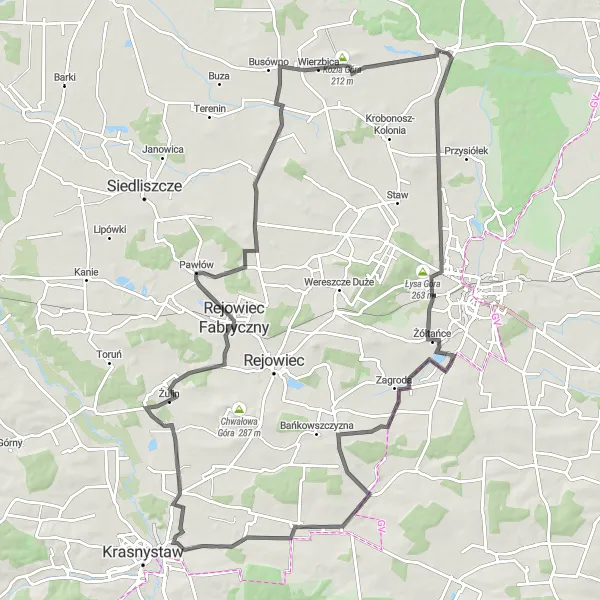 Miniatura mapy "Trasa dookoła Sawina i okolic" - trasy rowerowej w Lubelskie, Poland. Wygenerowane przez planer tras rowerowych Tarmacs.app
