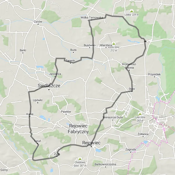 Miniatura mapy "Trasa rowerowa dookoła Sawina - Road" - trasy rowerowej w Lubelskie, Poland. Wygenerowane przez planer tras rowerowych Tarmacs.app