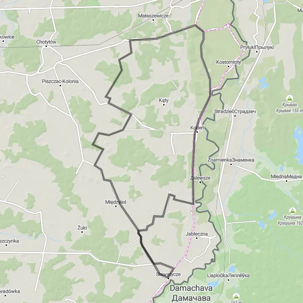 Miniatura mapy "Trasa szosowa do Kodeń" - trasy rowerowej w Lubelskie, Poland. Wygenerowane przez planer tras rowerowych Tarmacs.app