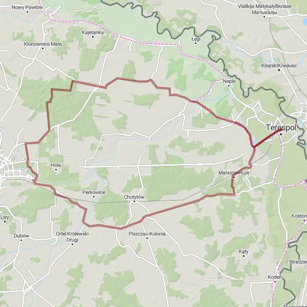 Map miniature of "Lubelskie Gravel Adventure" cycling inspiration in Lubelskie, Poland. Generated by Tarmacs.app cycling route planner