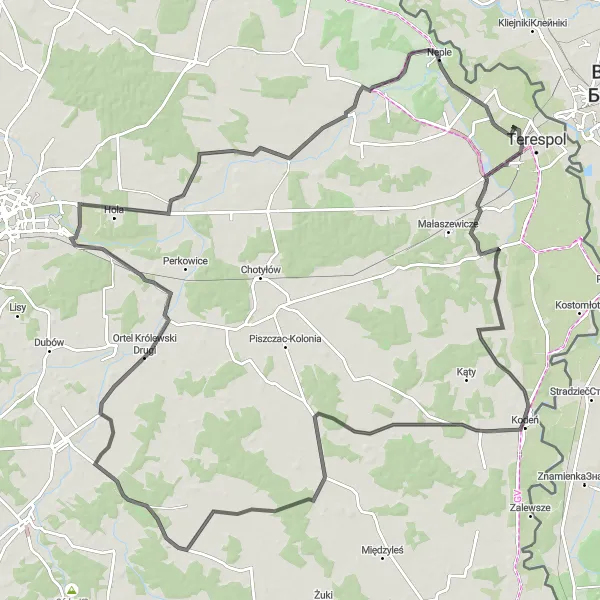 Miniatura mapy "Pełna wyprawa rowerowa z Terespola" - trasy rowerowej w Lubelskie, Poland. Wygenerowane przez planer tras rowerowych Tarmacs.app