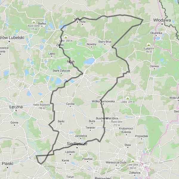 Miniatura mapy "Trasa do Wiązowca i Bezek" - trasy rowerowej w Lubelskie, Poland. Wygenerowane przez planer tras rowerowych Tarmacs.app