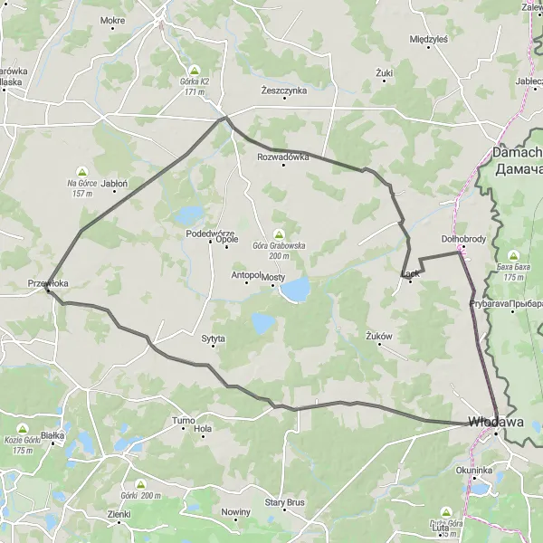 Miniatura mapy "Trasa do Gucina i Kodeńca" - trasy rowerowej w Lubelskie, Poland. Wygenerowane przez planer tras rowerowych Tarmacs.app