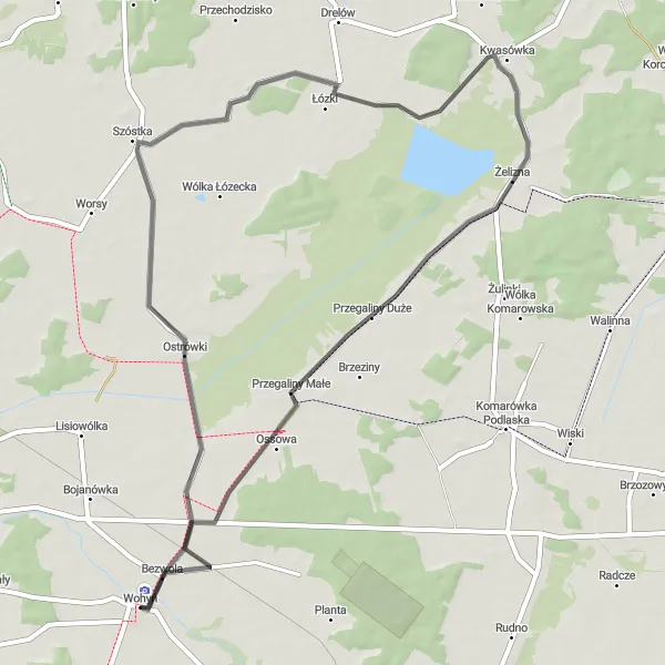 Map miniature of "The Scenic Loop" cycling inspiration in Lubelskie, Poland. Generated by Tarmacs.app cycling route planner