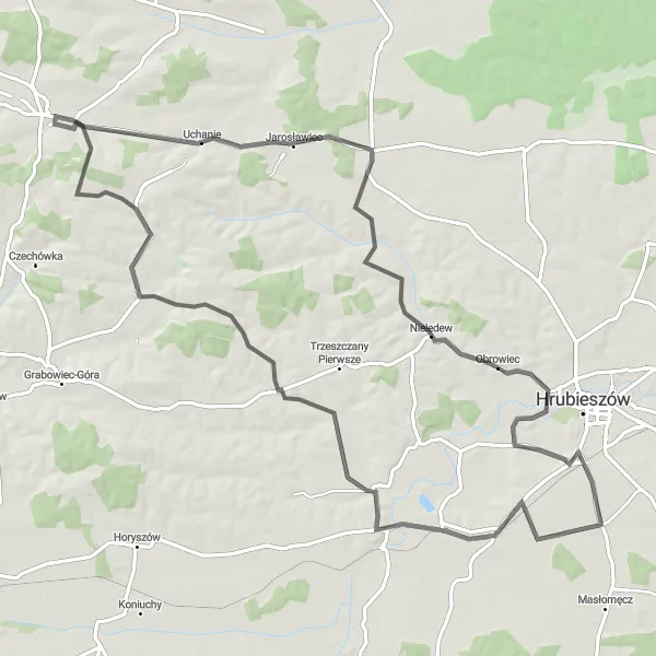 Map miniature of "Cultural Delights of Alojzów" cycling inspiration in Lubelskie, Poland. Generated by Tarmacs.app cycling route planner