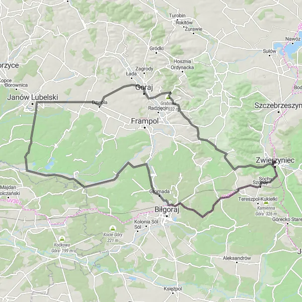 Map miniature of "Discover Lubelskie on Two Wheels" cycling inspiration in Lubelskie, Poland. Generated by Tarmacs.app cycling route planner