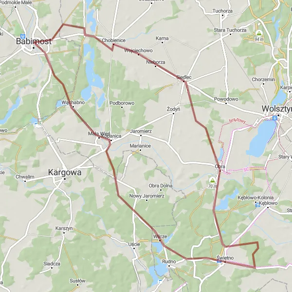 Miniatura mapy "Przejazd przez Chobienice i Obra" - trasy rowerowej w Lubuskie, Poland. Wygenerowane przez planer tras rowerowych Tarmacs.app