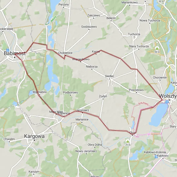 Miniatura mapy "Trasa gravelowa przez Obra i Kopanicę" - trasy rowerowej w Lubuskie, Poland. Wygenerowane przez planer tras rowerowych Tarmacs.app