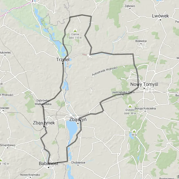 Miniatura mapy "Przejażdżka przez Zbąszynek i Miedzichowo" - trasy rowerowej w Lubuskie, Poland. Wygenerowane przez planer tras rowerowych Tarmacs.app
