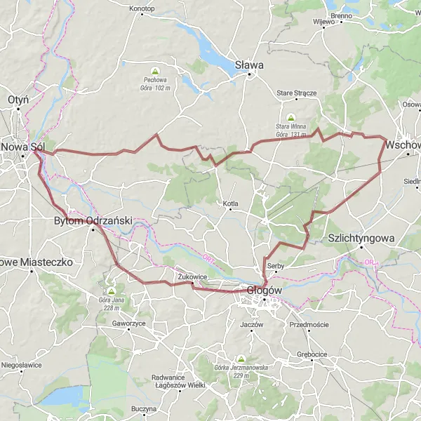 Map miniature of "The Countryside Escape" cycling inspiration in Lubuskie, Poland. Generated by Tarmacs.app cycling route planner