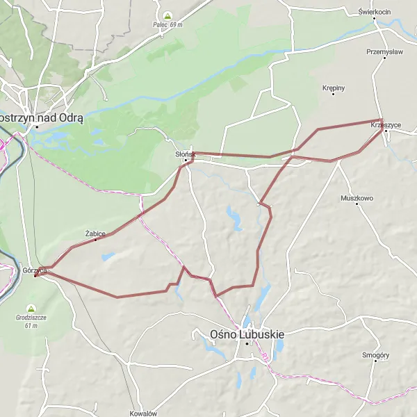 Map miniature of "Forest Adventure" cycling inspiration in Lubuskie, Poland. Generated by Tarmacs.app cycling route planner