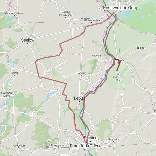 Miniatura mapy "Eksploracja Szlakiem Gravel na zachód od Górzycy" - trasy rowerowej w Lubuskie, Poland. Wygenerowane przez planer tras rowerowych Tarmacs.app
