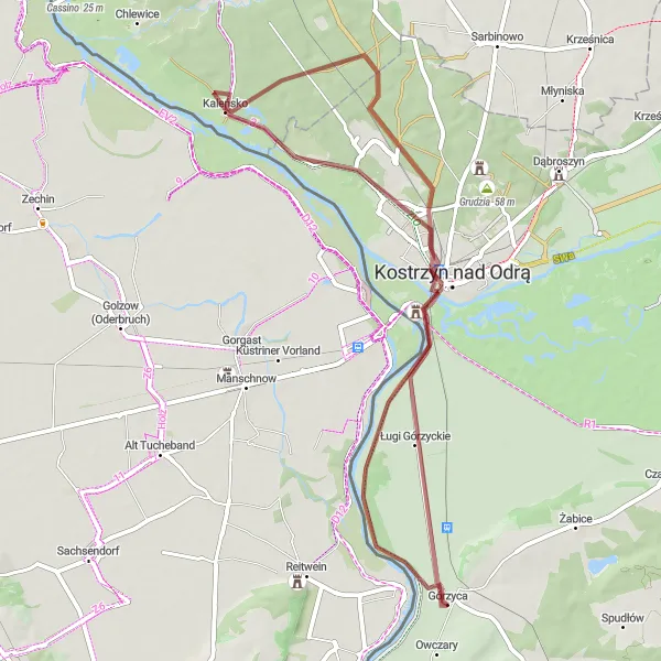 Map miniature of "Nature Adventure - Kostrzyn upon Oder" cycling inspiration in Lubuskie, Poland. Generated by Tarmacs.app cycling route planner