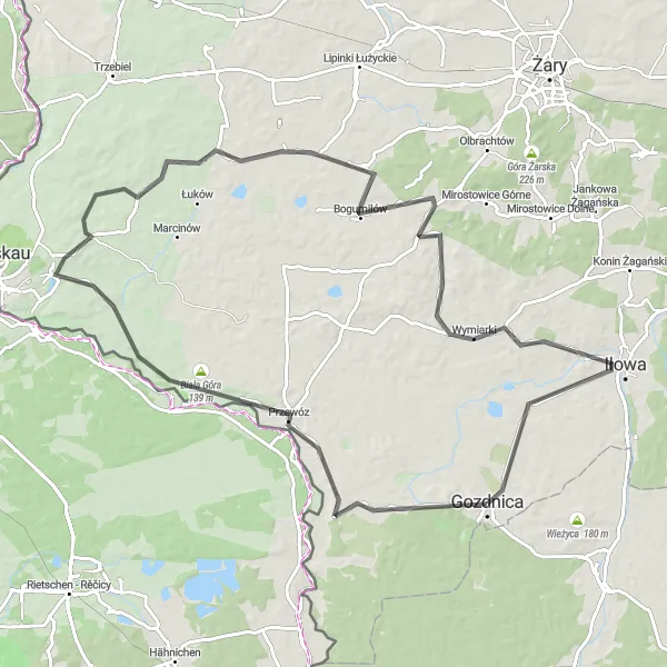 Miniatura mapy "Trasa Białej Góry" - trasy rowerowej w Lubuskie, Poland. Wygenerowane przez planer tras rowerowych Tarmacs.app