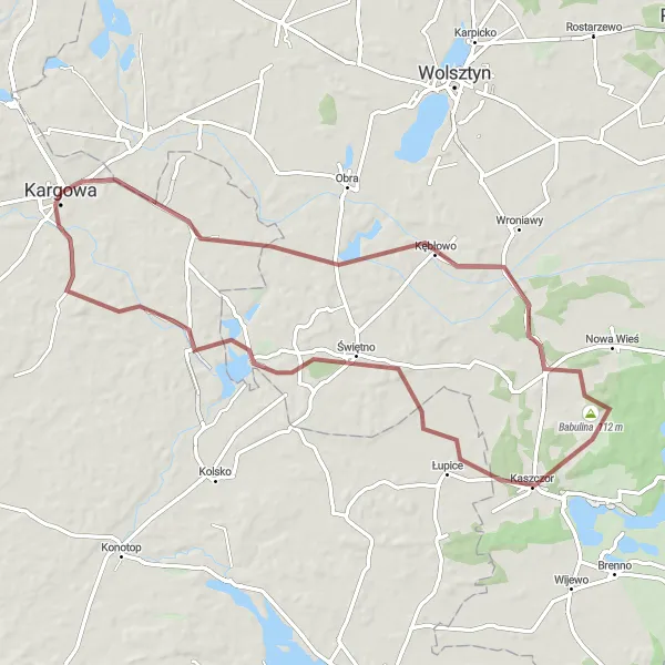 Miniatura mapy "Okolice Kębłowa i Ustcia" - trasy rowerowej w Lubuskie, Poland. Wygenerowane przez planer tras rowerowych Tarmacs.app