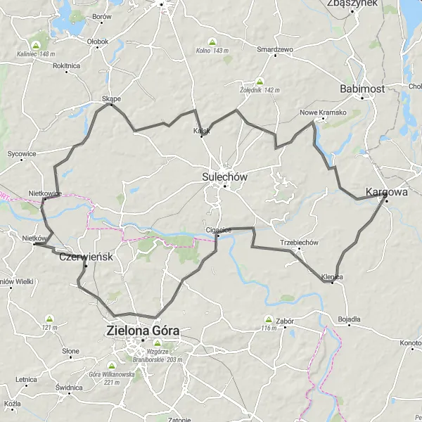 Miniatura mapy "Wycieczka rowerowa po Lubuskim" - trasy rowerowej w Lubuskie, Poland. Wygenerowane przez planer tras rowerowych Tarmacs.app