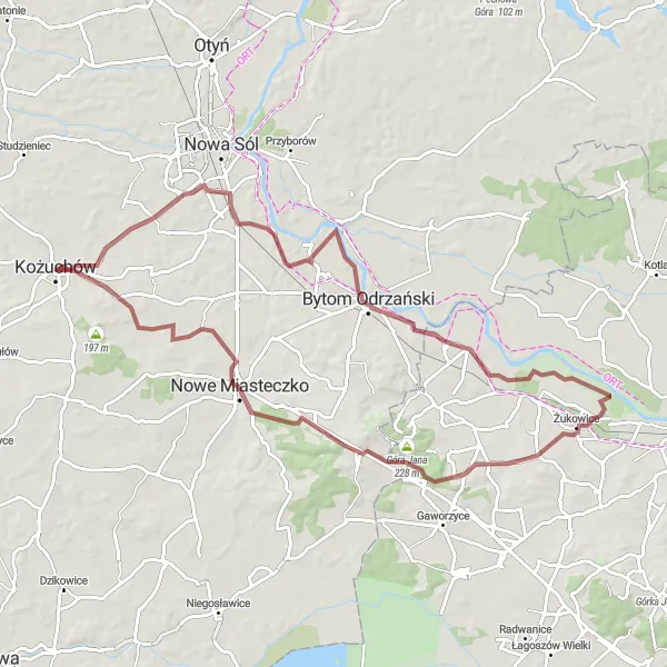 Map miniature of "Off the Beaten Path" cycling inspiration in Lubuskie, Poland. Generated by Tarmacs.app cycling route planner