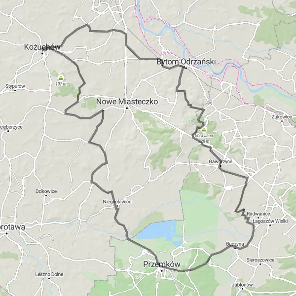 Map miniature of "Scenic Countryside and Cultural Delights" cycling inspiration in Lubuskie, Poland. Generated by Tarmacs.app cycling route planner