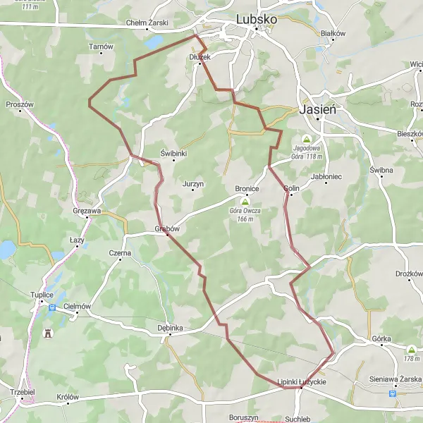 Miniatura mapy "Trasa przez Leśną Przyrodę" - trasy rowerowej w Lubuskie, Poland. Wygenerowane przez planer tras rowerowych Tarmacs.app
