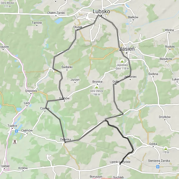 Miniatura mapy "Przejażdżka z Lipinek Łużyckich do Brzostowej przez Lubsko" - trasy rowerowej w Lubuskie, Poland. Wygenerowane przez planer tras rowerowych Tarmacs.app