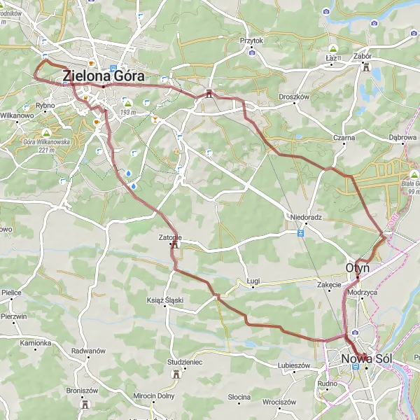 Map miniature of "Gravel Adventure in Lubuskie" cycling inspiration in Lubuskie, Poland. Generated by Tarmacs.app cycling route planner