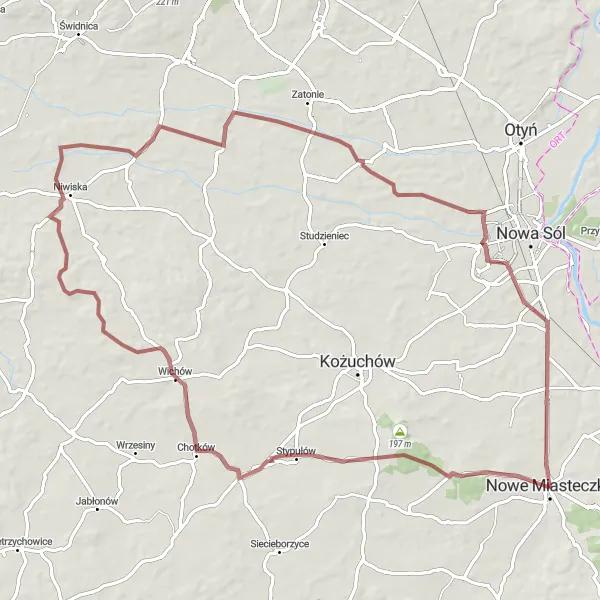 Miniatura mapy "Trasa Gravelowa do Jeleniowa" - trasy rowerowej w Lubuskie, Poland. Wygenerowane przez planer tras rowerowych Tarmacs.app