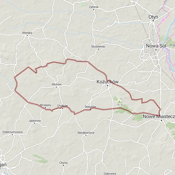 Miniatura mapy "Trasa rowerowa Nowe Miasteczko - Gołaszyn" - trasy rowerowej w Lubuskie, Poland. Wygenerowane przez planer tras rowerowych Tarmacs.app