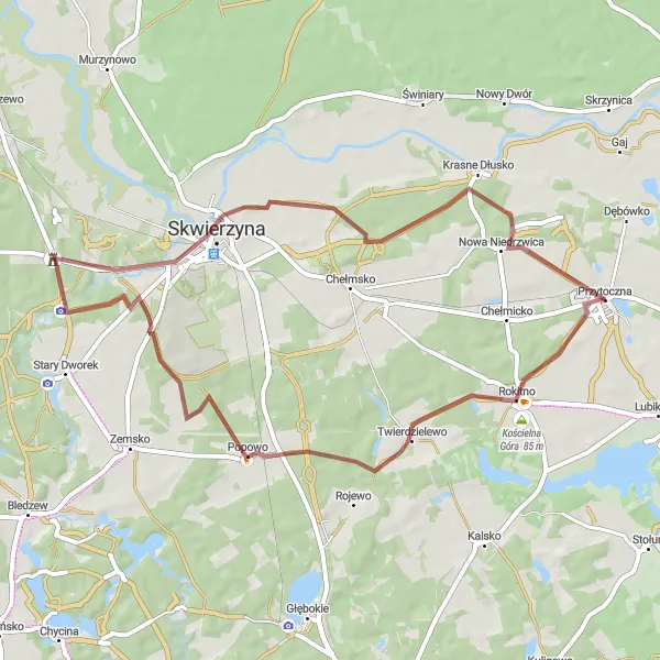 Map miniature of "Gravel Adventure in Lubuskie" cycling inspiration in Lubuskie, Poland. Generated by Tarmacs.app cycling route planner