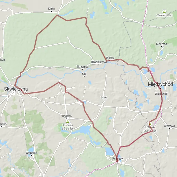 Map miniature of "Enchanting Landscapes and Historic Sites" cycling inspiration in Lubuskie, Poland. Generated by Tarmacs.app cycling route planner