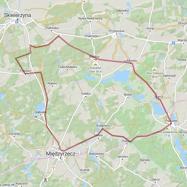 Map miniature of "Nature's Gem" cycling inspiration in Lubuskie, Poland. Generated by Tarmacs.app cycling route planner