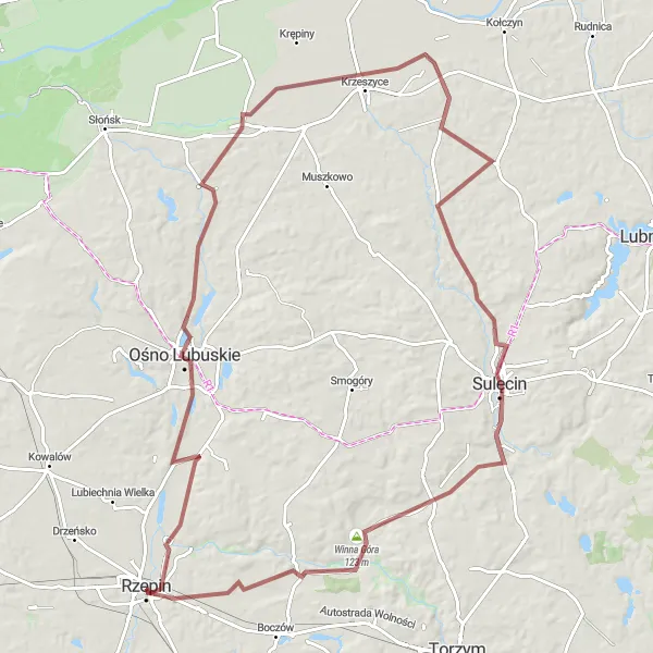 Miniatura mapy "Wyzwanie wśród natury Lubuskiego" - trasy rowerowej w Lubuskie, Poland. Wygenerowane przez planer tras rowerowych Tarmacs.app