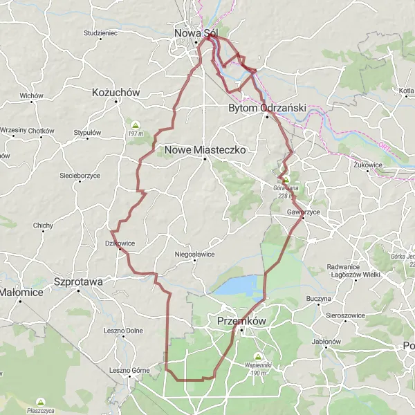 Miniatura mapy "Trasa Pałacowa Gaworzyc" - trasy rowerowej w Lubuskie, Poland. Wygenerowane przez planer tras rowerowych Tarmacs.app