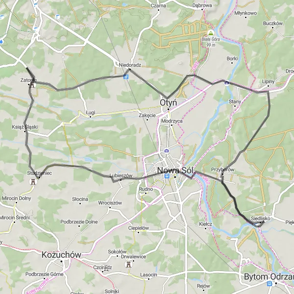 Miniatura mapy "Trasa Mostu podnoszonego" - trasy rowerowej w Lubuskie, Poland. Wygenerowane przez planer tras rowerowych Tarmacs.app